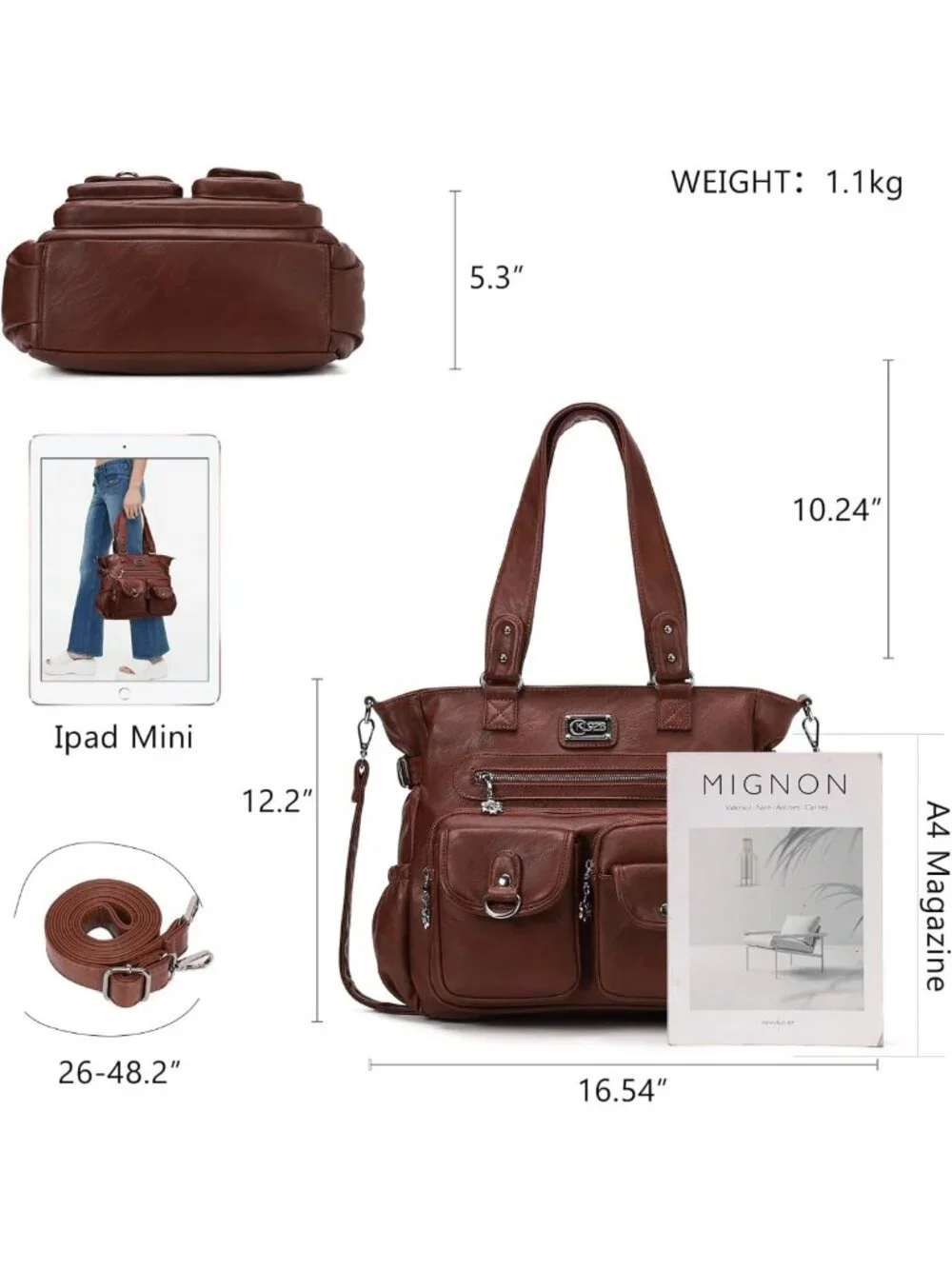 Stylish Large Vegan Leather Shoulder Tote Bag for Women - Chic Hobo Handbag